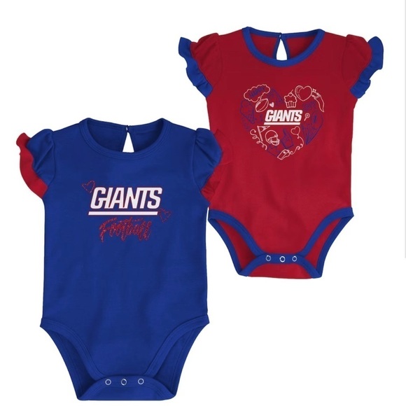 Nfl NY Giants Glitter, ruffle, 2 piece sparkle ruffled creeper set licensed NWT - Picture 1 of 9